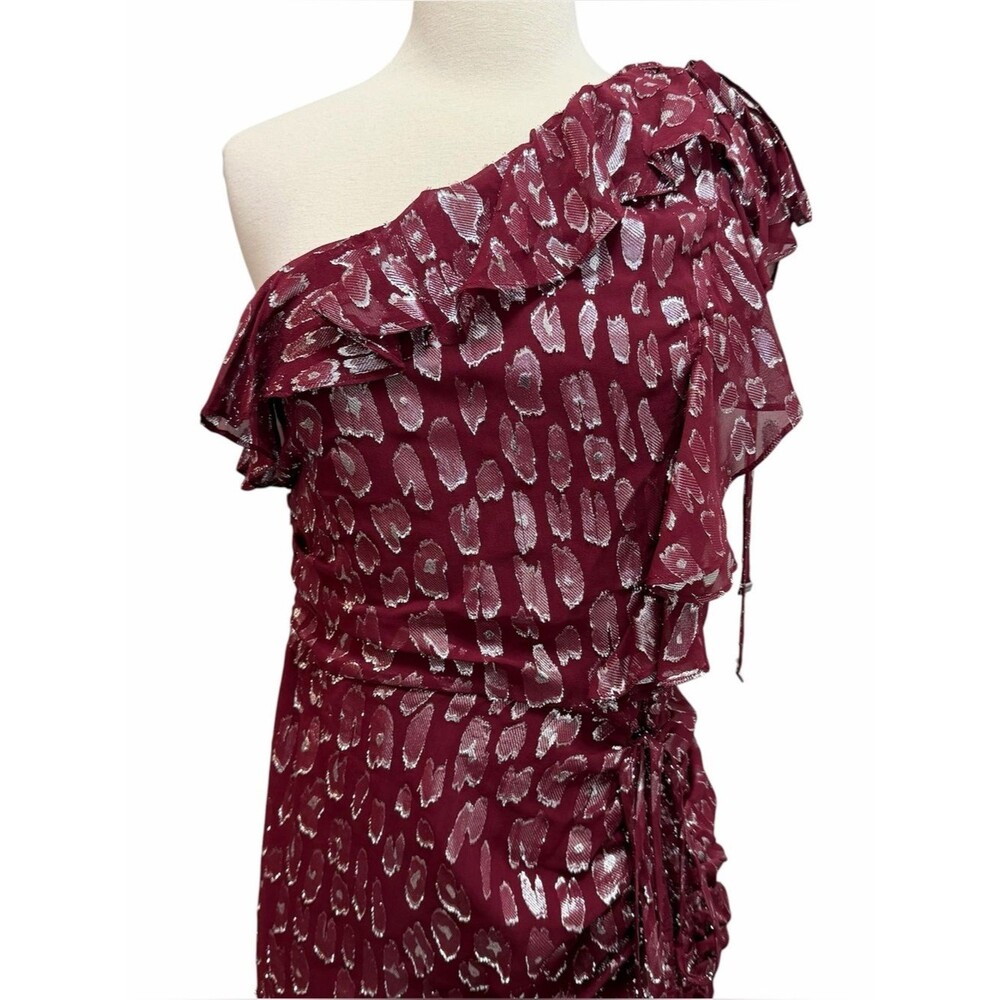 Veronica Beard Leighton Silk One Shoulder Dress Ruche Ruffle Ruched Size 8 - Picture 4 of 16